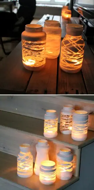 diy-yarn-wrapped-painted-jars