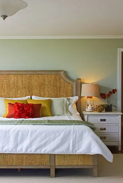 wonderful-tropical-bedroom-with-light-green-relaxing-wall-colors