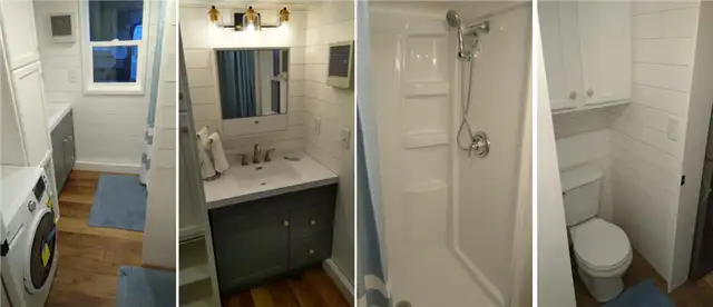 32′ футовый крошечный дом на заказ от Hawk Tiny Homes Inc. декор ванной комнаты