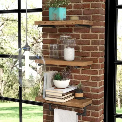 Настенная полка Borrero Industrial Pipe Accent Wall Shelf