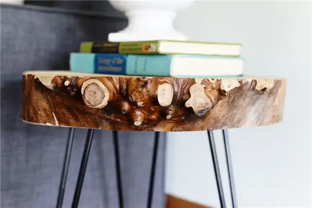 DIY (своими руками) Wood Slab Side Table - Rustic Live Edge
