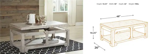 Ezio Lift Top 4 Legs Coffee Table