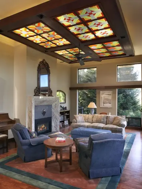 Diy-False-Ceiling-For-Living-Room-Stained-Glass