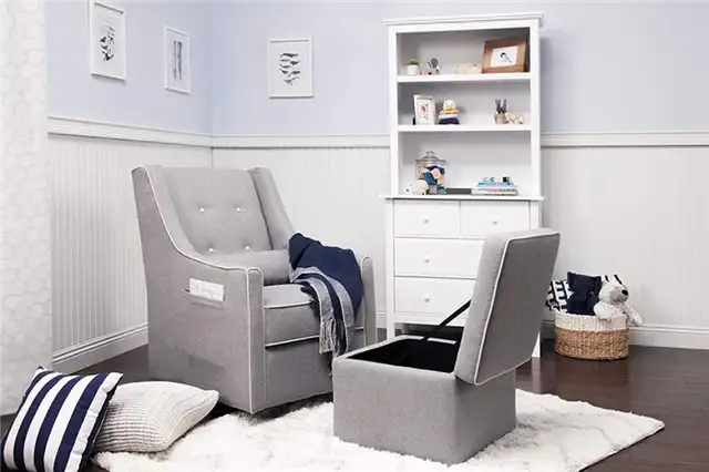 DaVinci Owen Upholstered Swivel Glider с хранилищем