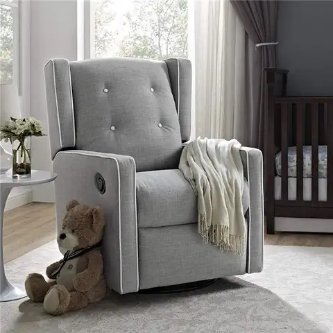 Красивое серое кресло Swivel Glider Recliner
