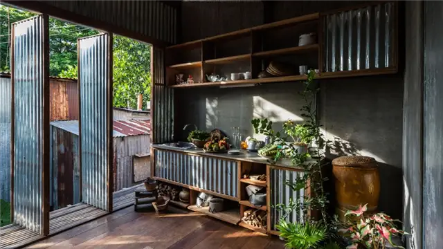 Nishizawa Architects Коричневые металлические панели