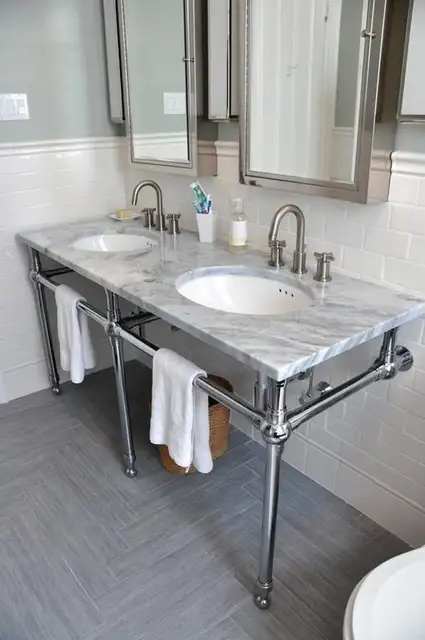 до и после ванной комнаты - мрамор