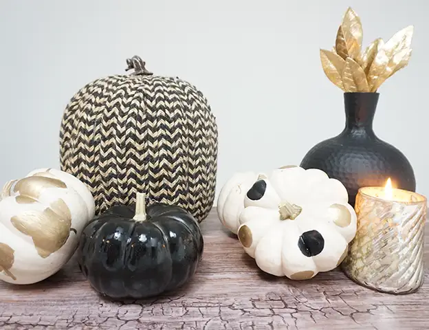 DIY (своими руками) центральный элемент на День благодарения с черным и золотым