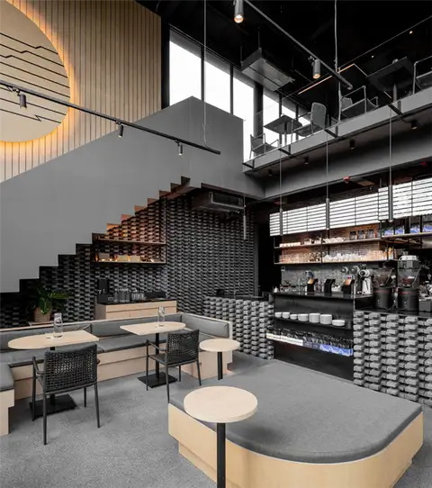 Kaizen coffee co - дизайн интерьера - посадочные места