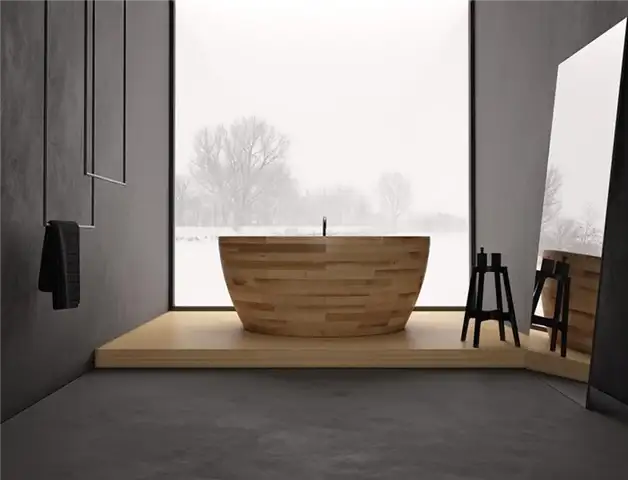 Круглая деревянная ванна Munai от Unique Wood Design