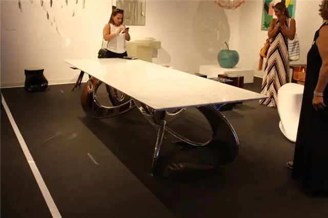 Barberini Gunnell save the table - хромированное основание стола с мраморной столешницей