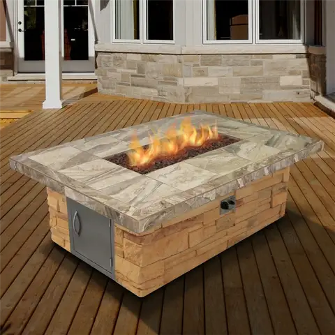 Стол для камина Propane Fire Pit из стали с каменным шпоном