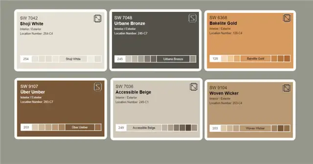 Координационные цвета краски Sherwin Williams Evergreen Fog