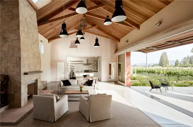 Napa Bar n-Architecture by Anderson Architects - камин из сложенного камня