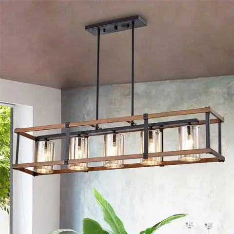 Laplante 5 - Light Kitchen Island Linear Pendant