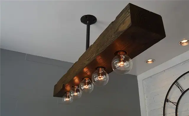 West Ninth Vintage Fayette Recessed Wood Beam Chandelier