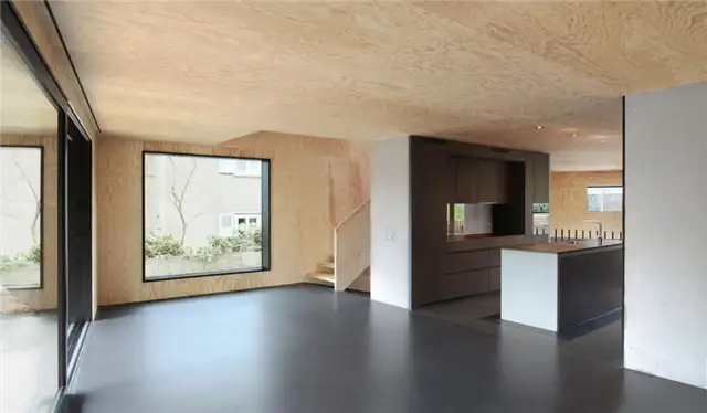 Casa Curved Switerland от Daluz Gonzalez Architekten - стены из фанеры