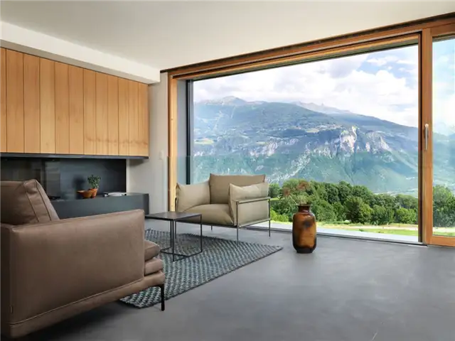 Дом ROFR Switzerland от Ralph Germann architectes - вид из гостиной