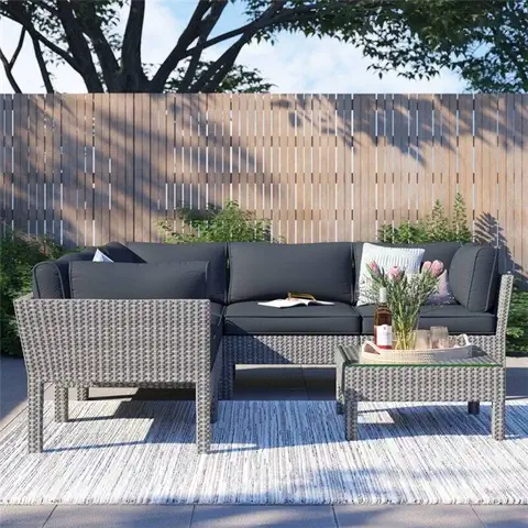 Hannah 6 Piece Rattan Sectional Seating Group with Cushions