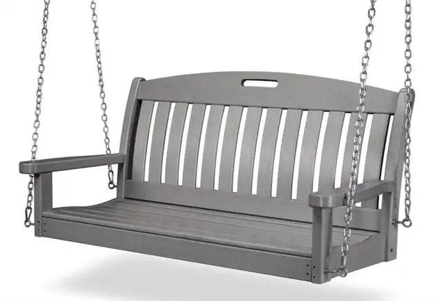 Nautical Slate Gray Recycled Plastic Wood 48 Inch Patio Swing By POLYWOOD
