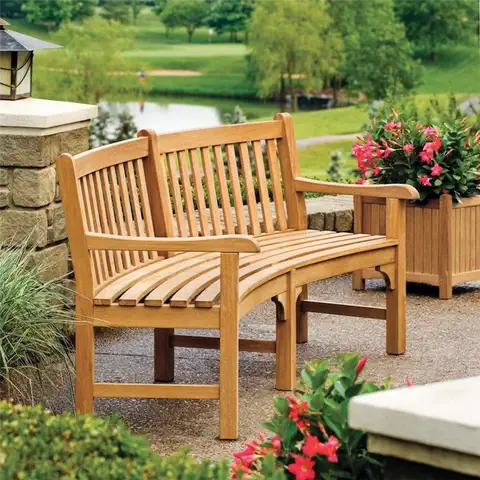 Скамья для патио Essex 83 Inch Natural Shorea Curved Patio Bench By Oxford Garden