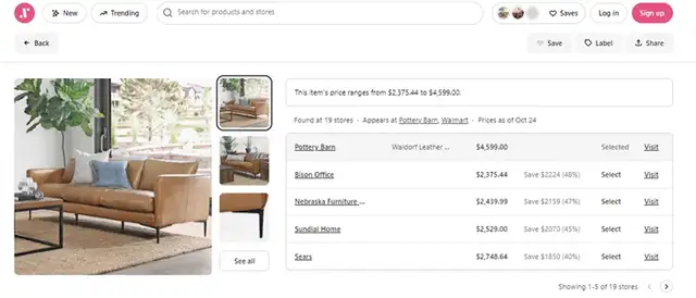 Кожаный диван Pottery Barn Waldorf