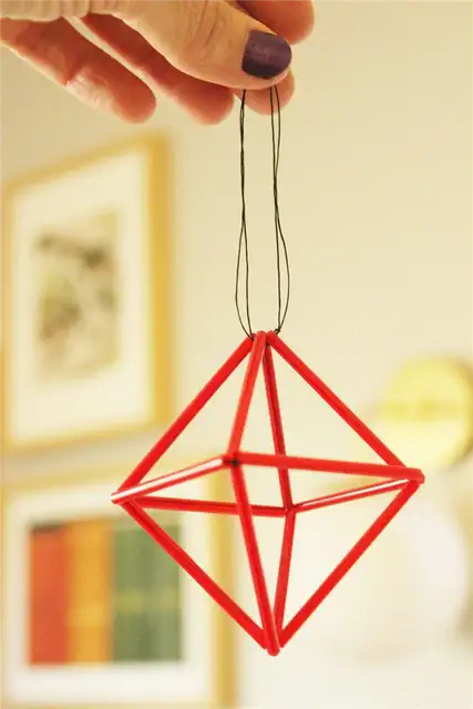 DIY (своими руками) Goemetric Straw Ornaments-геометрическая соломенная призма