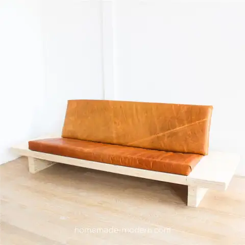 DIy современный фанерный диван с кожаным сиденьем