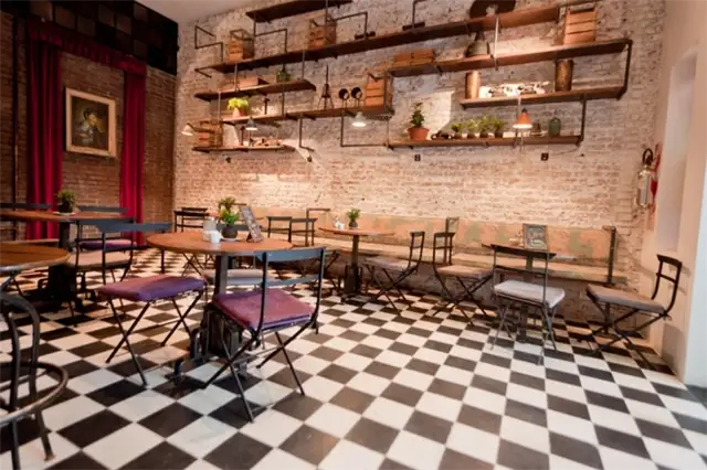 Victoria-Brown-bar-checkerboard-flooring