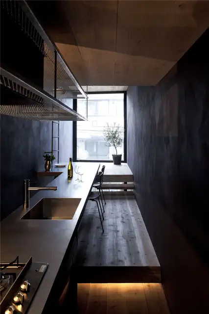 Toshima-long-and-narrow-house-compact-kitchen