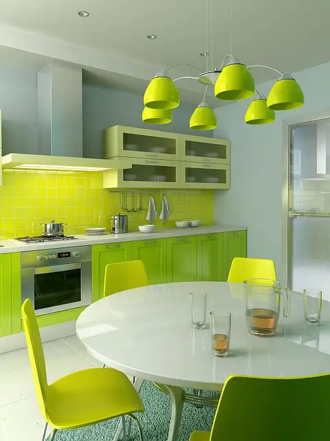 дизайн зеленой кухни