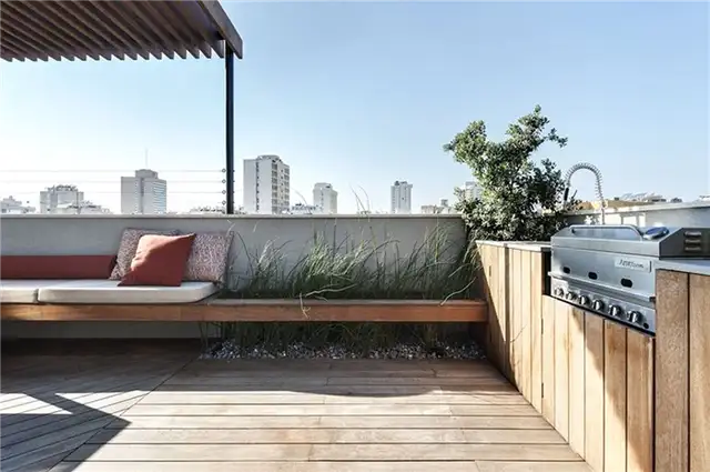 Duplex penthouse renovation roof terrace bench
