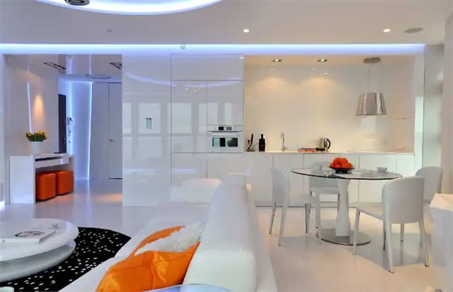Кухня laquared дизайн с LEd светильники