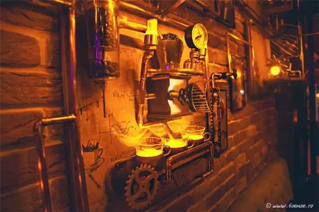Kaffeine Industrial-Baroque Bistro Cafe Walls Pipes