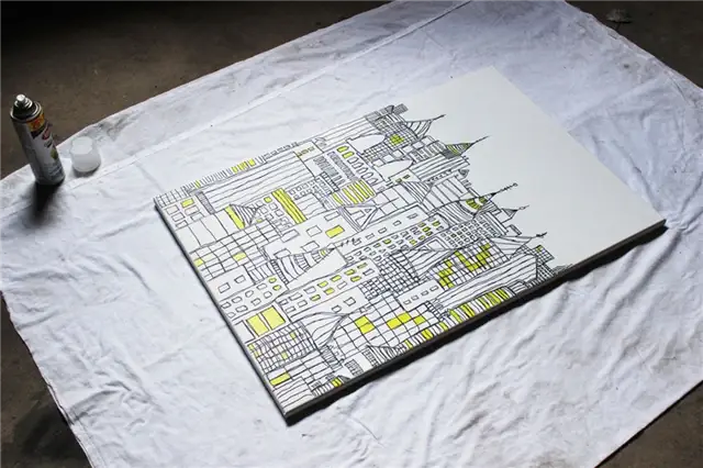 DIY (своими руками) Sharpie Cityscape Art - дайте картине полностью высохнуть