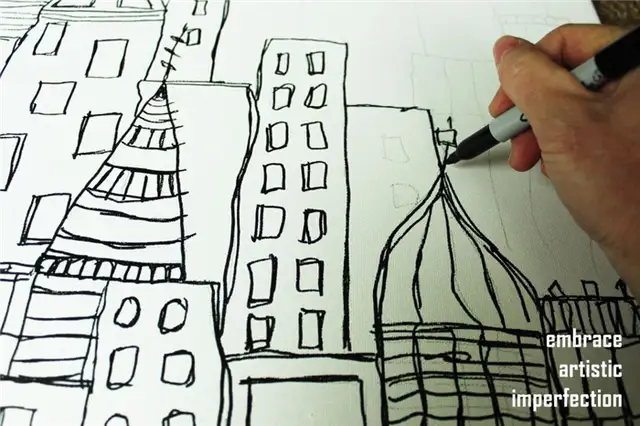DIY (своими руками) Sharpie Cityscape Art- включите некоторые вариации среди