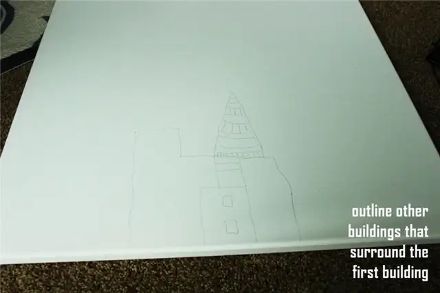 DIY (своими руками) Sharpie Cityscape Art - набросайте контуры еще нескольких зданий