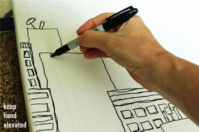 DIY (своими руками) Sharpie Cityscape Art - узор на здании
