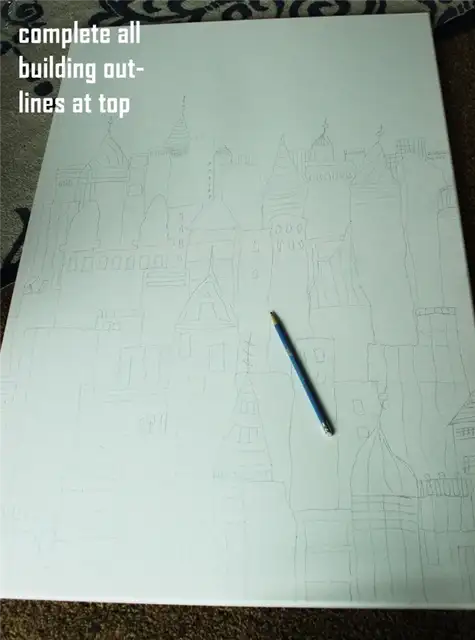 DIY (своими руками) Sharpie Cityscape Art - когда обе стороны завершены