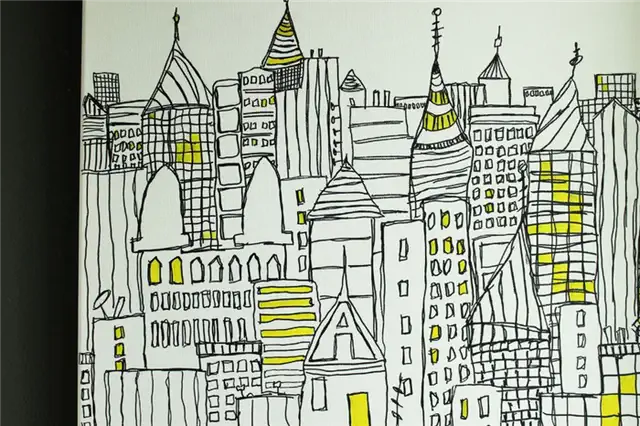 DIY (своими руками) Sharpie Cityscape Art - часть городского пейзажа