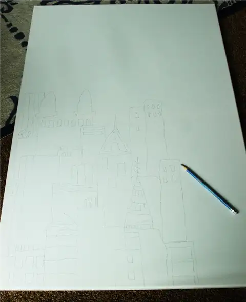 DIY (своими руками) Sharpie Cityscape Art - добавление деталей на каждом здании