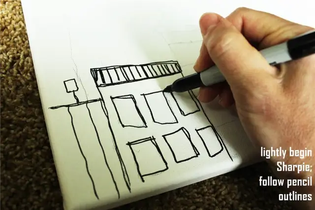 DIY (своими руками) Sharpie Cityscape Art - начало света