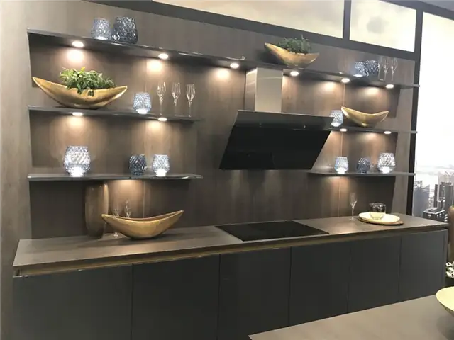 Плавающие открытые кухонные полки для кухни со светодиодной подсветкой