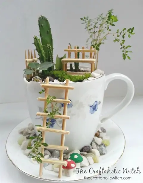 Милая чайная чашка сказочный сад DIY (своими руками)
