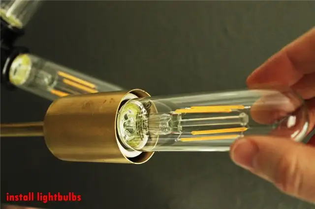 DIY (своими руками) Brass Branch Light - установите лампочки