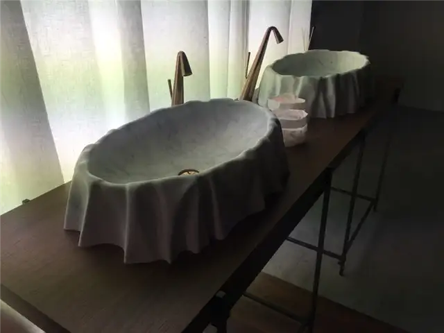дизайн раковины для сосудов из мрамора с рюшами