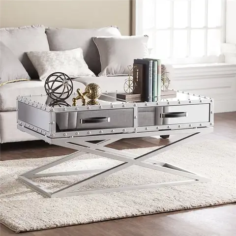 Southern Enterprises Lazio Mirrored 2 Drawer Cocktail Table