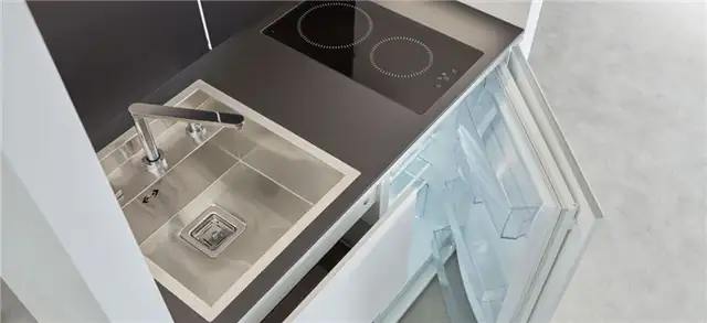 kitchoo-k7 с кухонной столешницей из акриловой смолы - встроенные светодиодные светильники