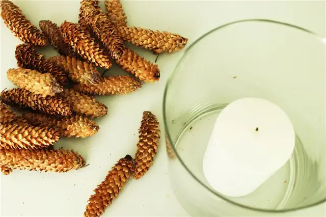 Свеча из сосновых шишек DIY (своими руками)