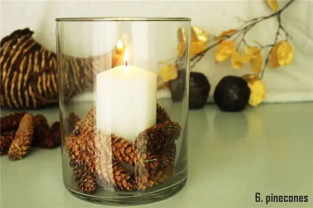 DIY (своими руками) Осенняя свеча из сосновых шишек